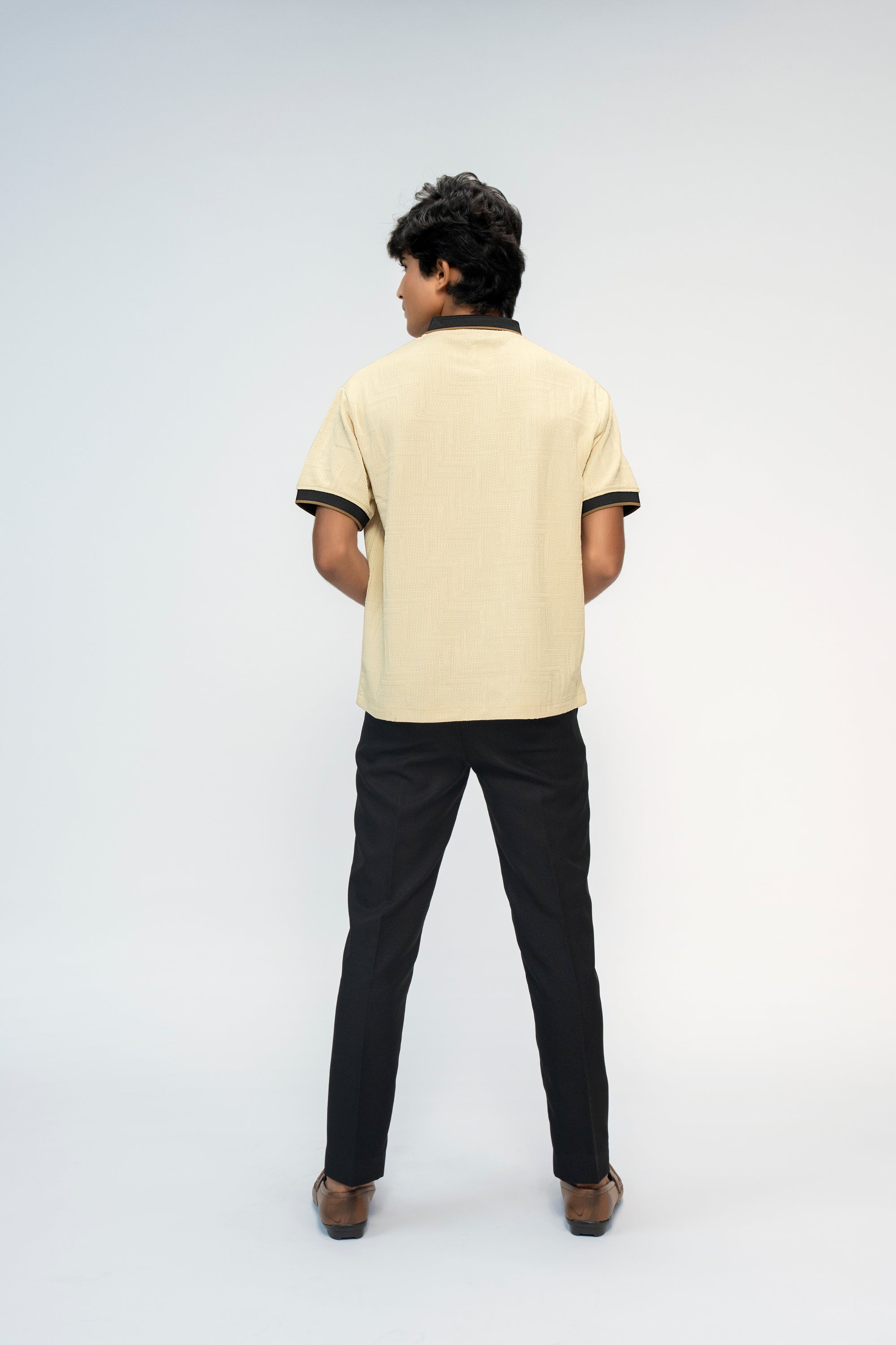 VANILLA WHITE TEXTURED POLO