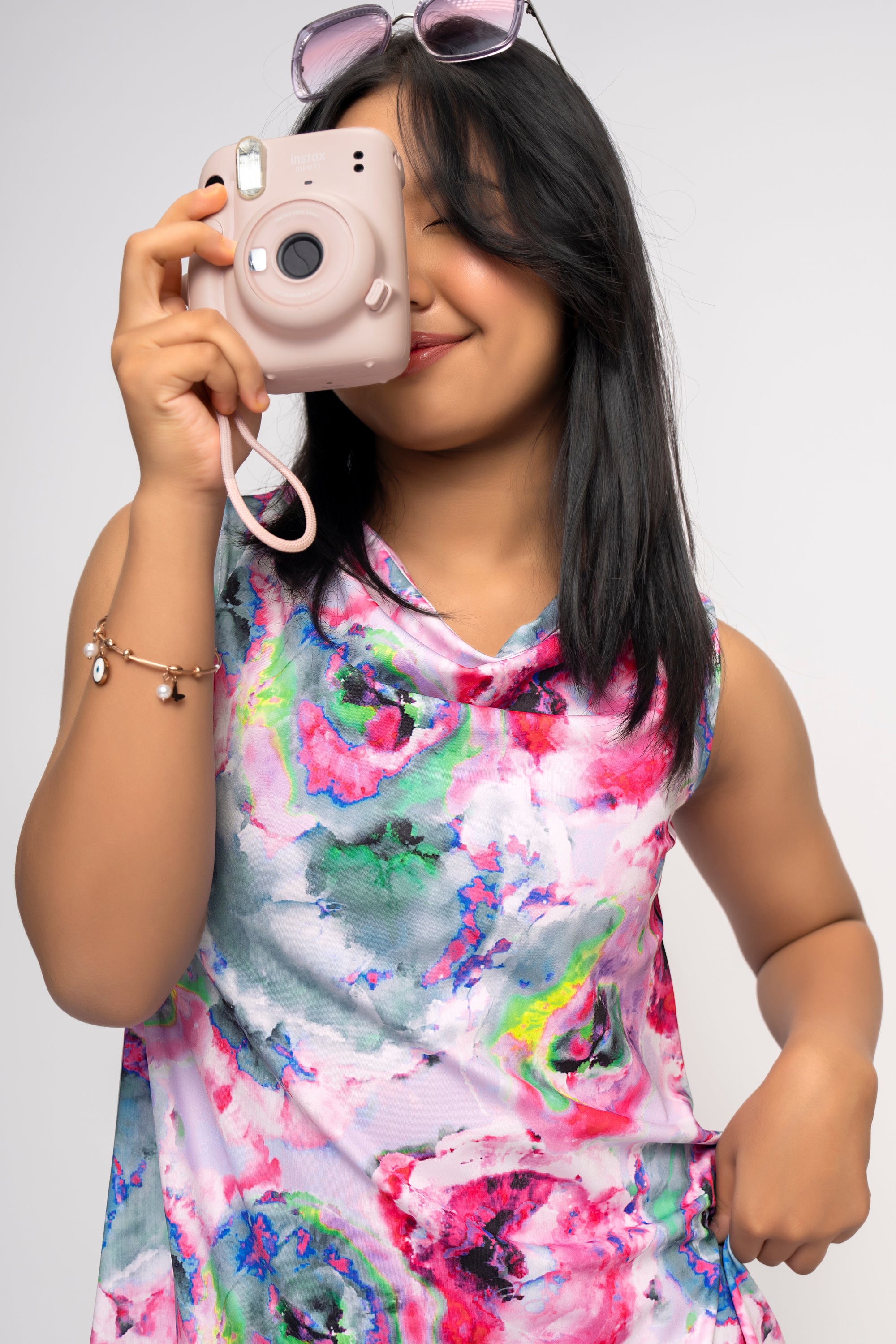 FLORAL COWL GIRLS DRESS