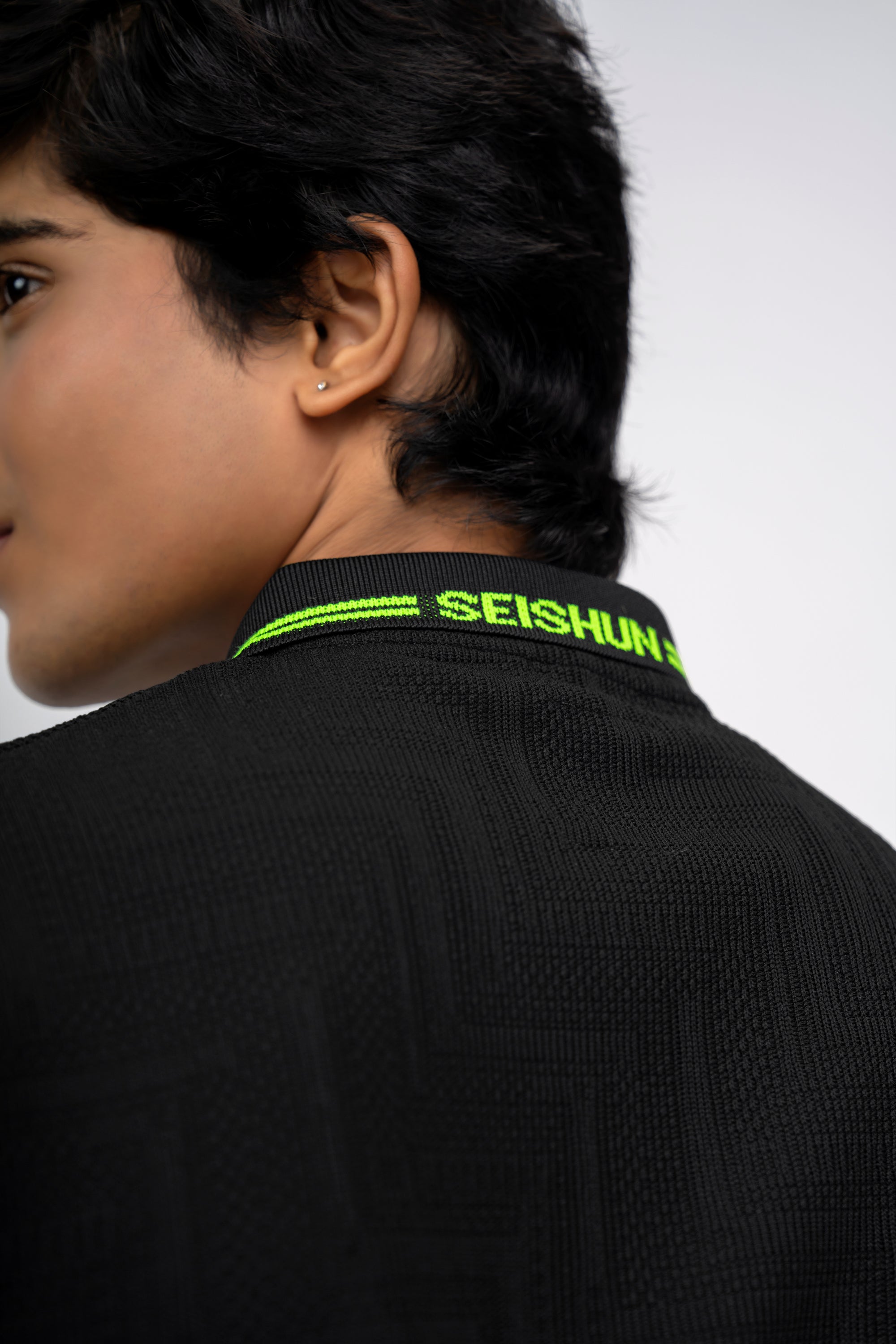 NEON CODE BLACK TEXTURED BOYS POLO