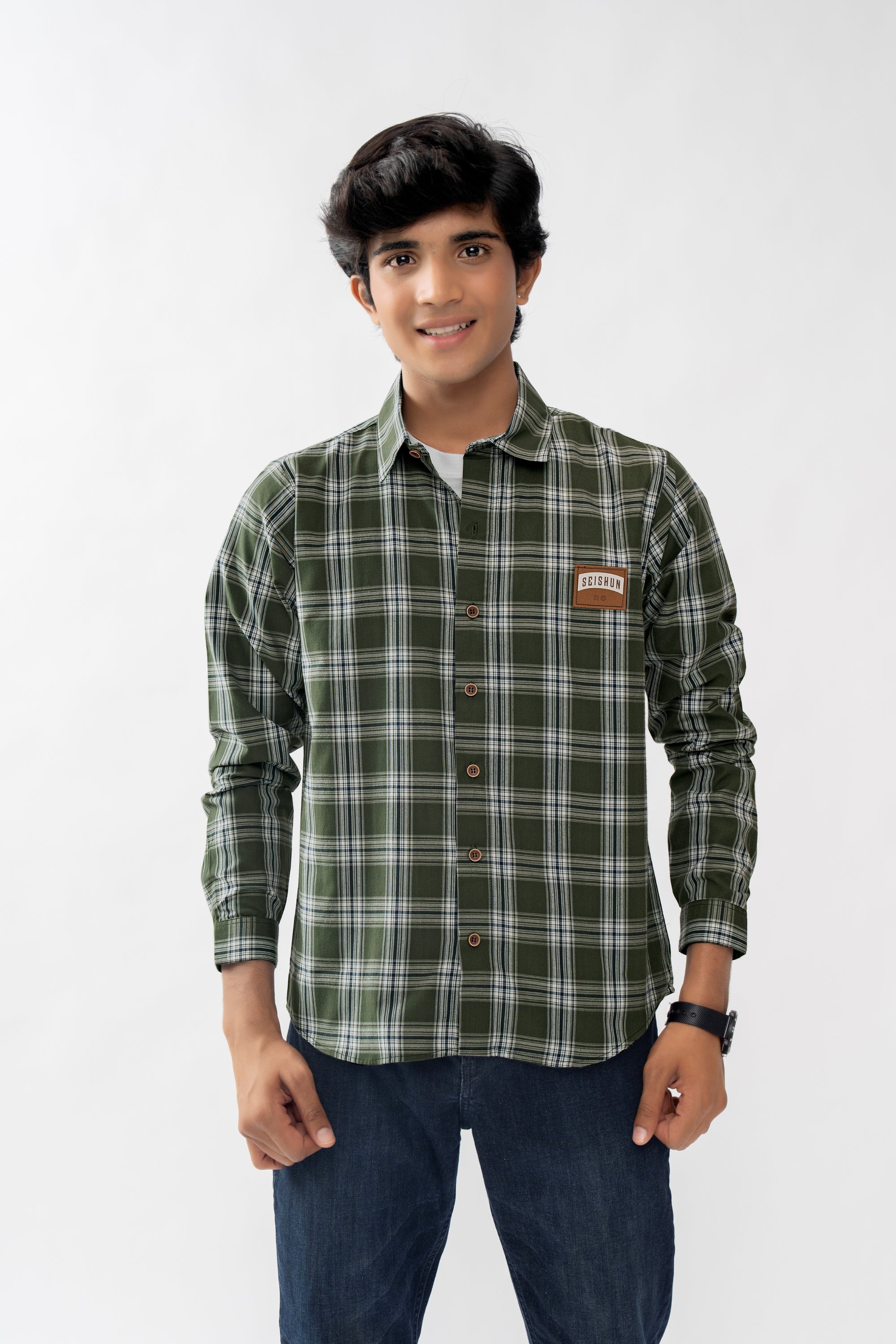DARK SAGE GREEN BOYS CLASSIC SHIRT