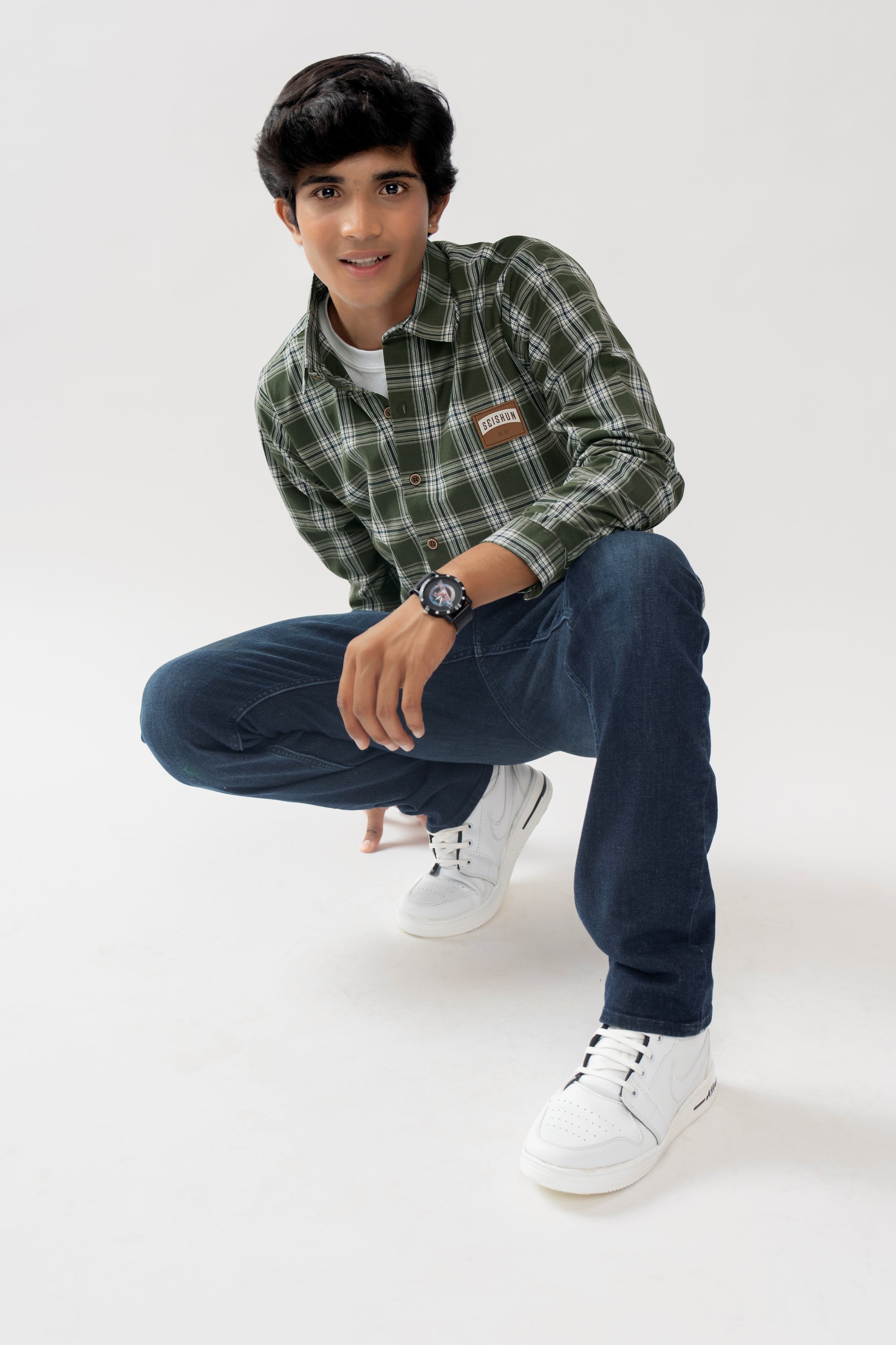 DARK SAGE GREEN BOYS CLASSIC SHIRT