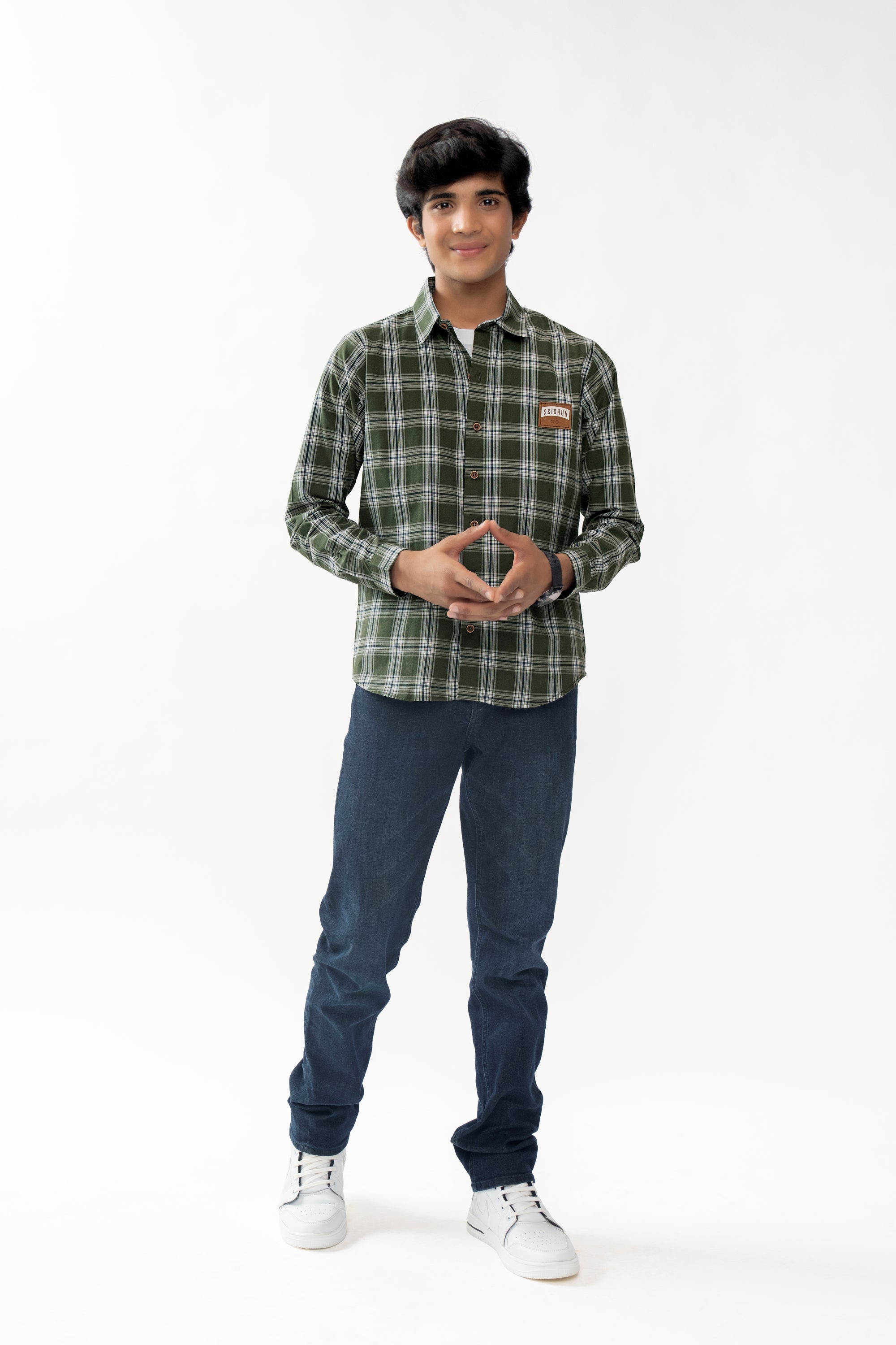 DARK SAGE GREEN BOYS CLASSIC SHIRT