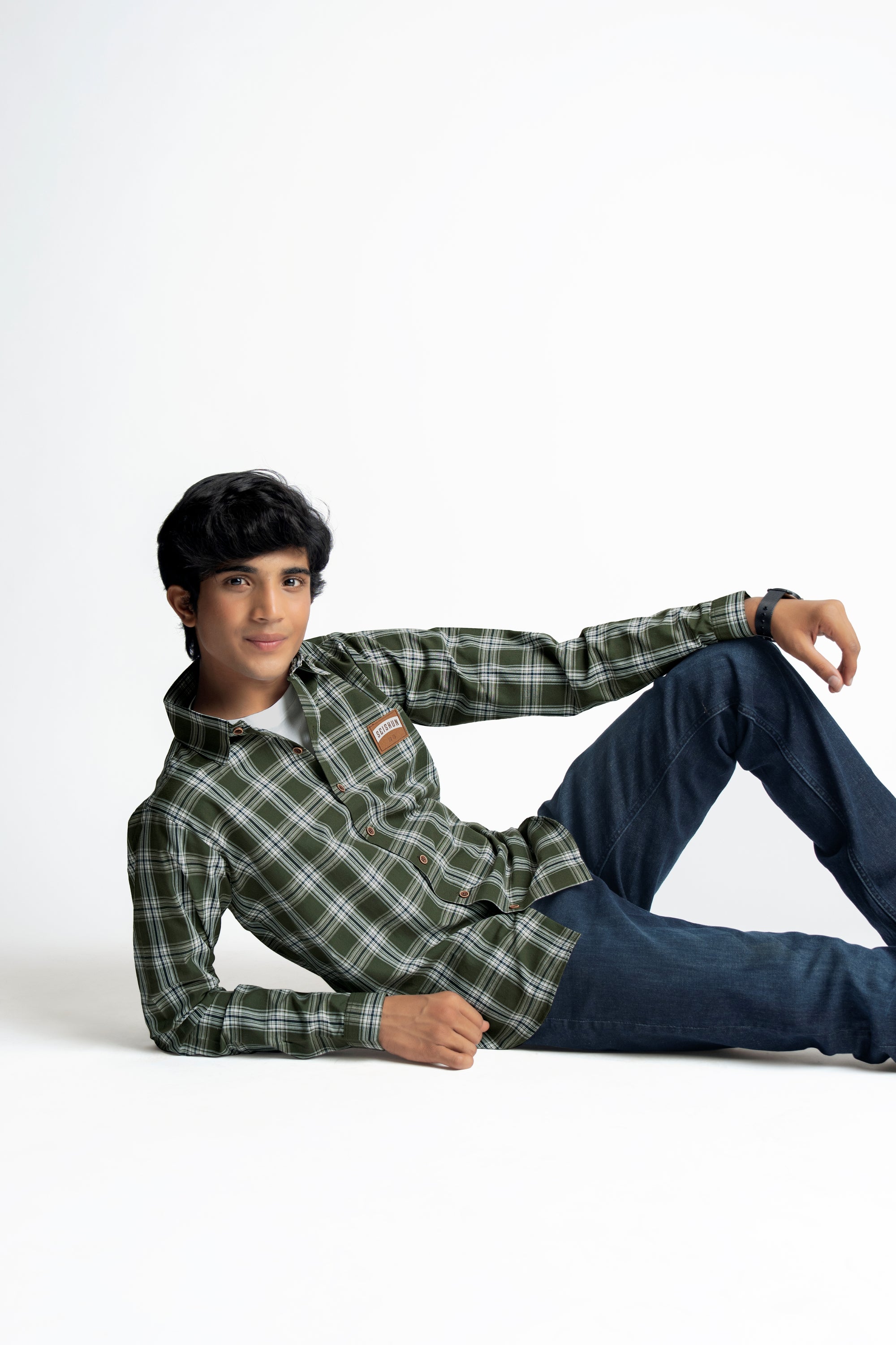 DARK SAGE GREEN BOYS CLASSIC SHIRT