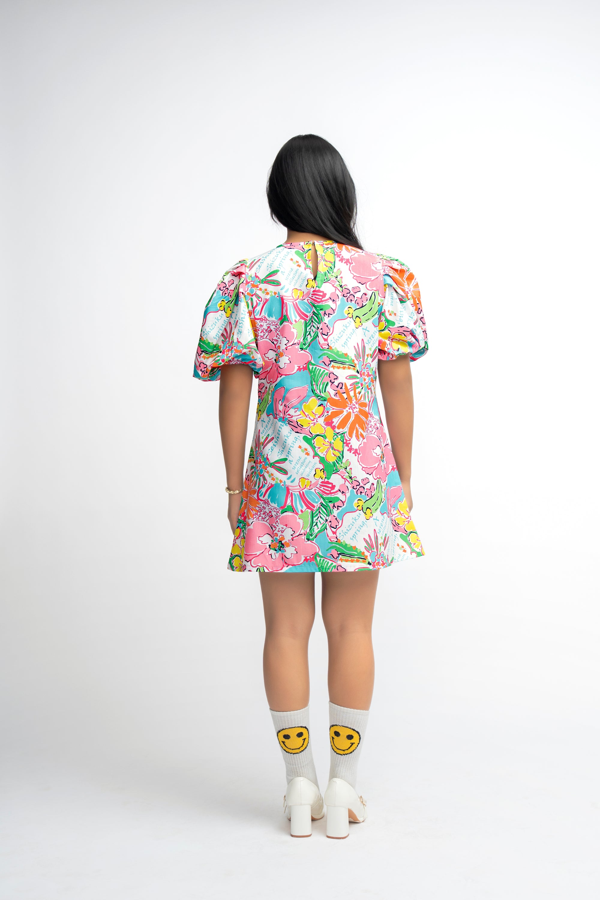 FLORAL BALLON GIRL DRESS