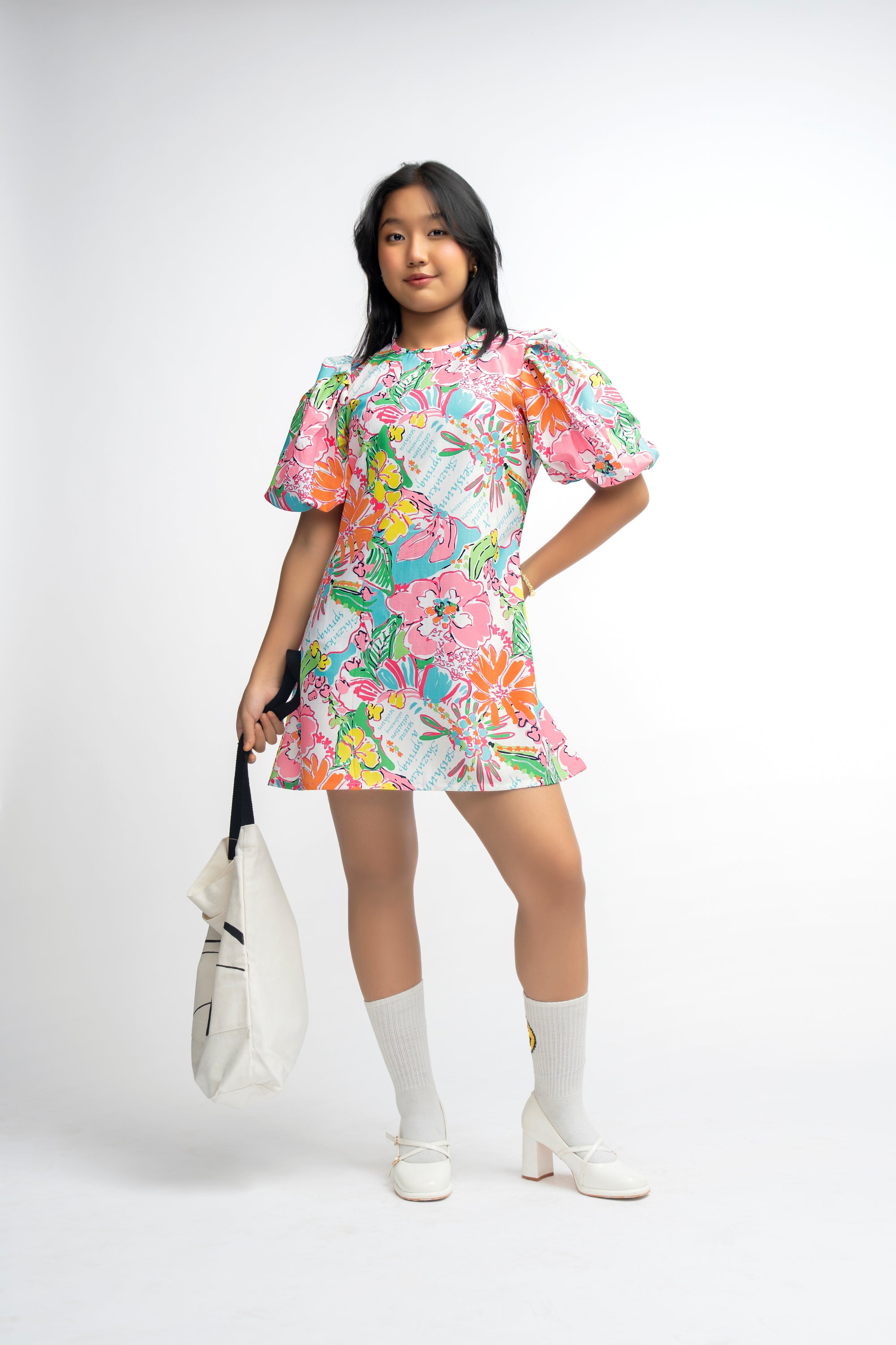 FLORAL BALLON GIRL DRESS