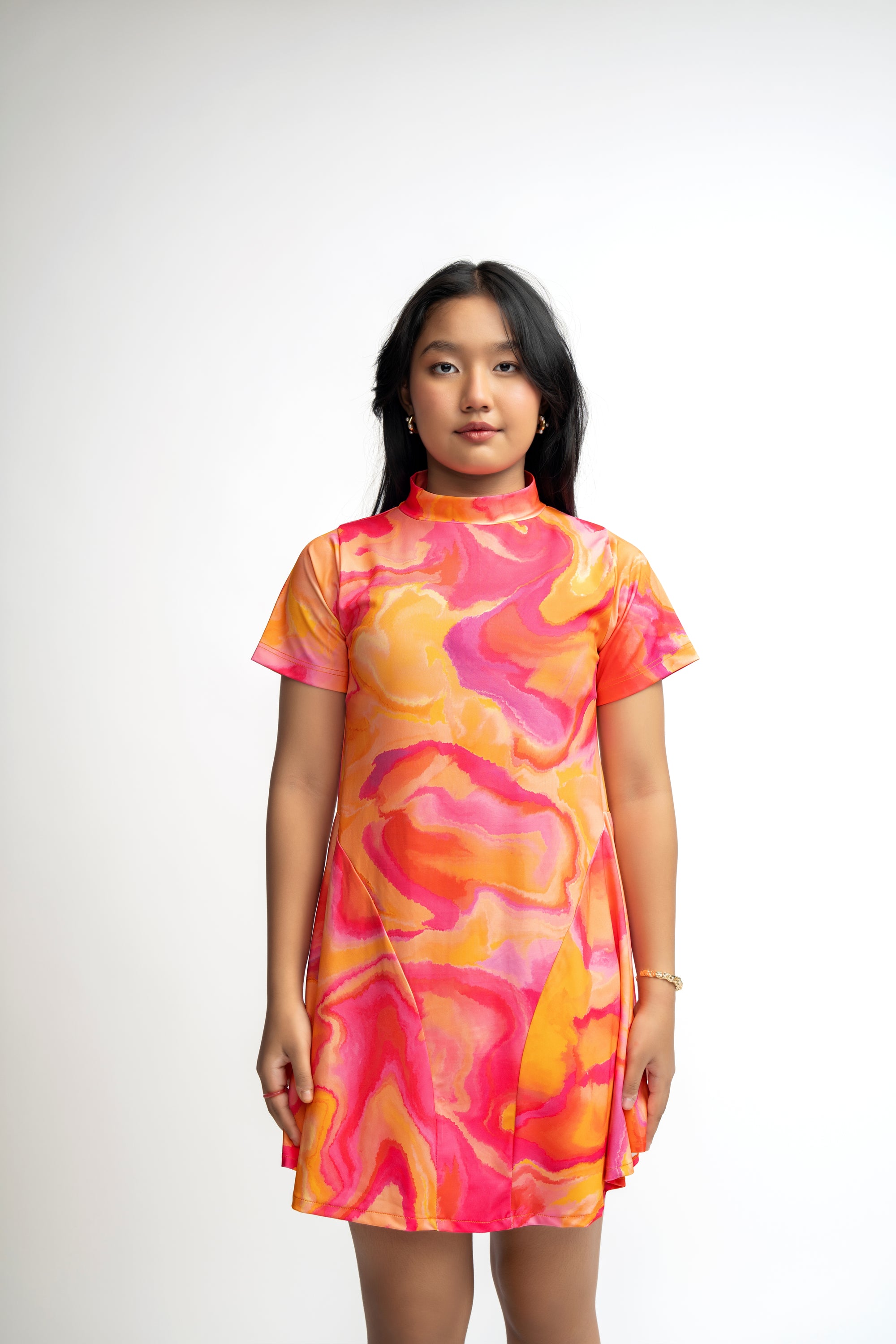 SHADED ORANGE GIRLS DRESS
