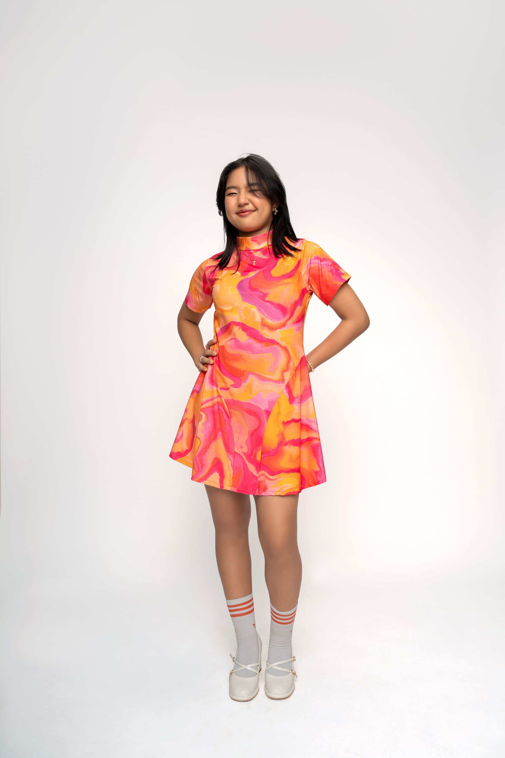 SHADED ORANGE GIRLS DRESS