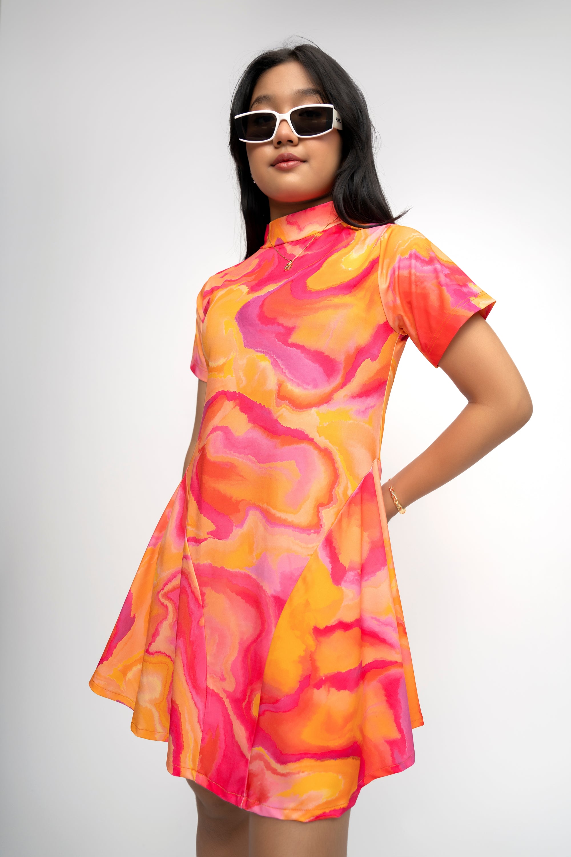 SHADED ORANGE GIRLS DRESS