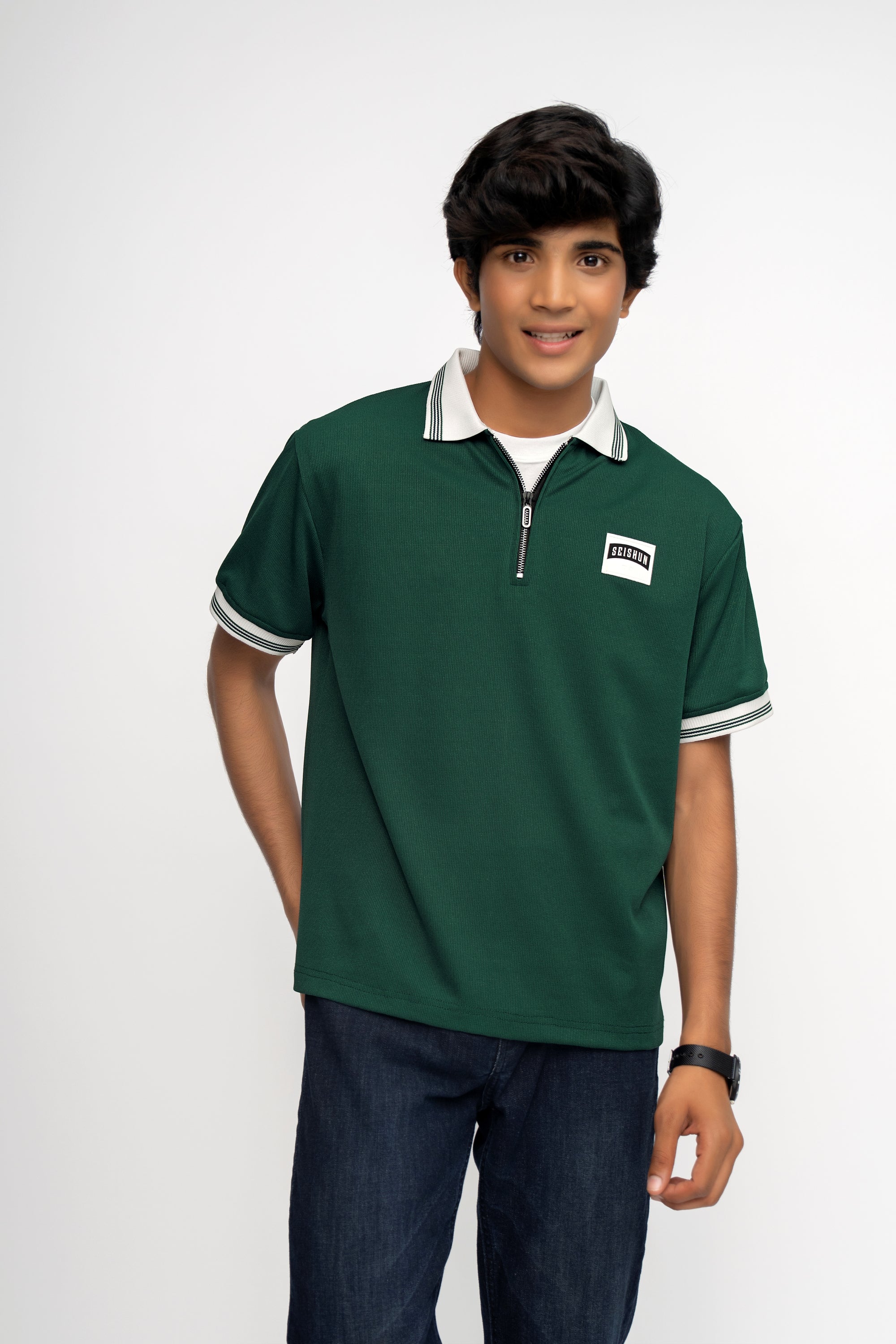 HUNTER GREEN BOYS POLO