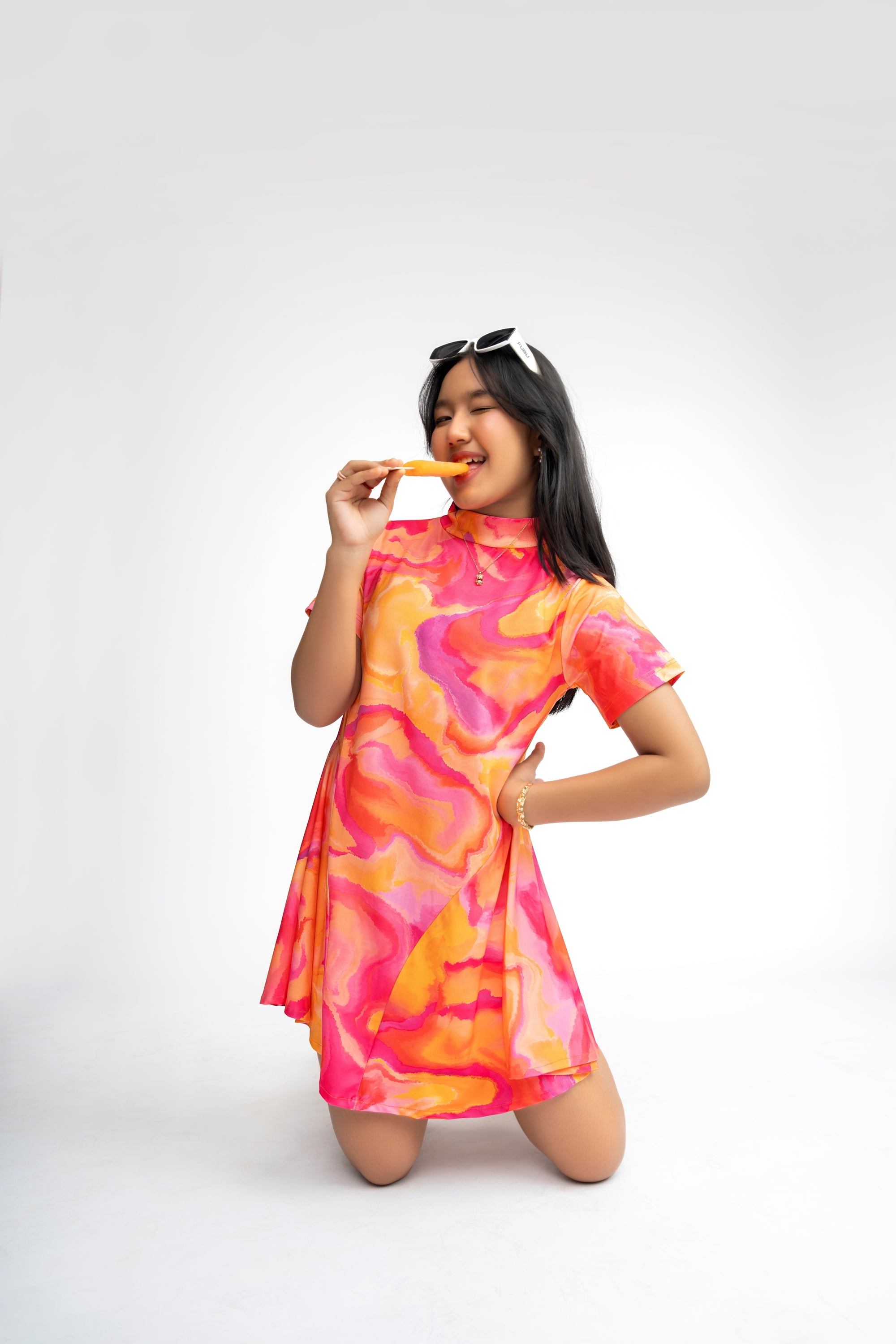 SHADED ORANGE GIRLS DRESS