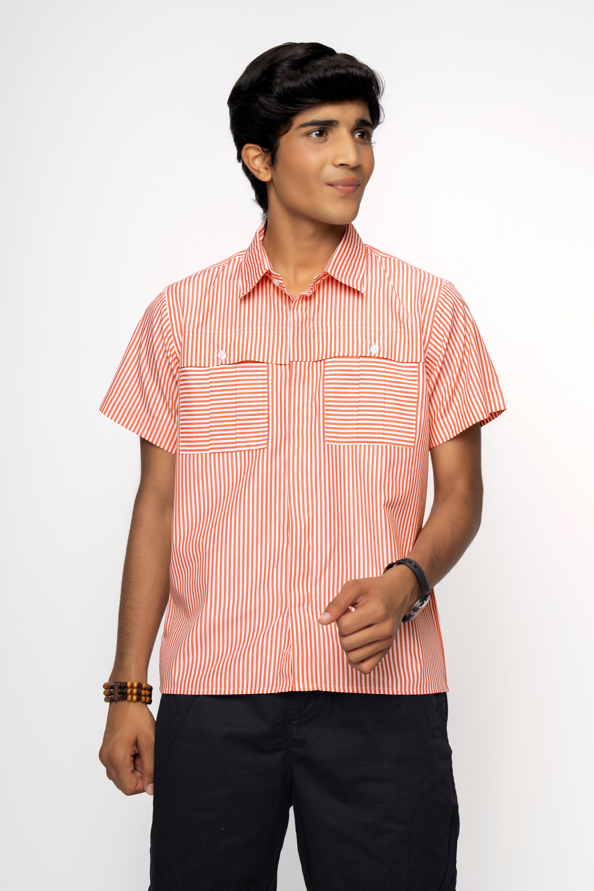 ORANGE LINING POCKETS BOYS BOX SHIRT