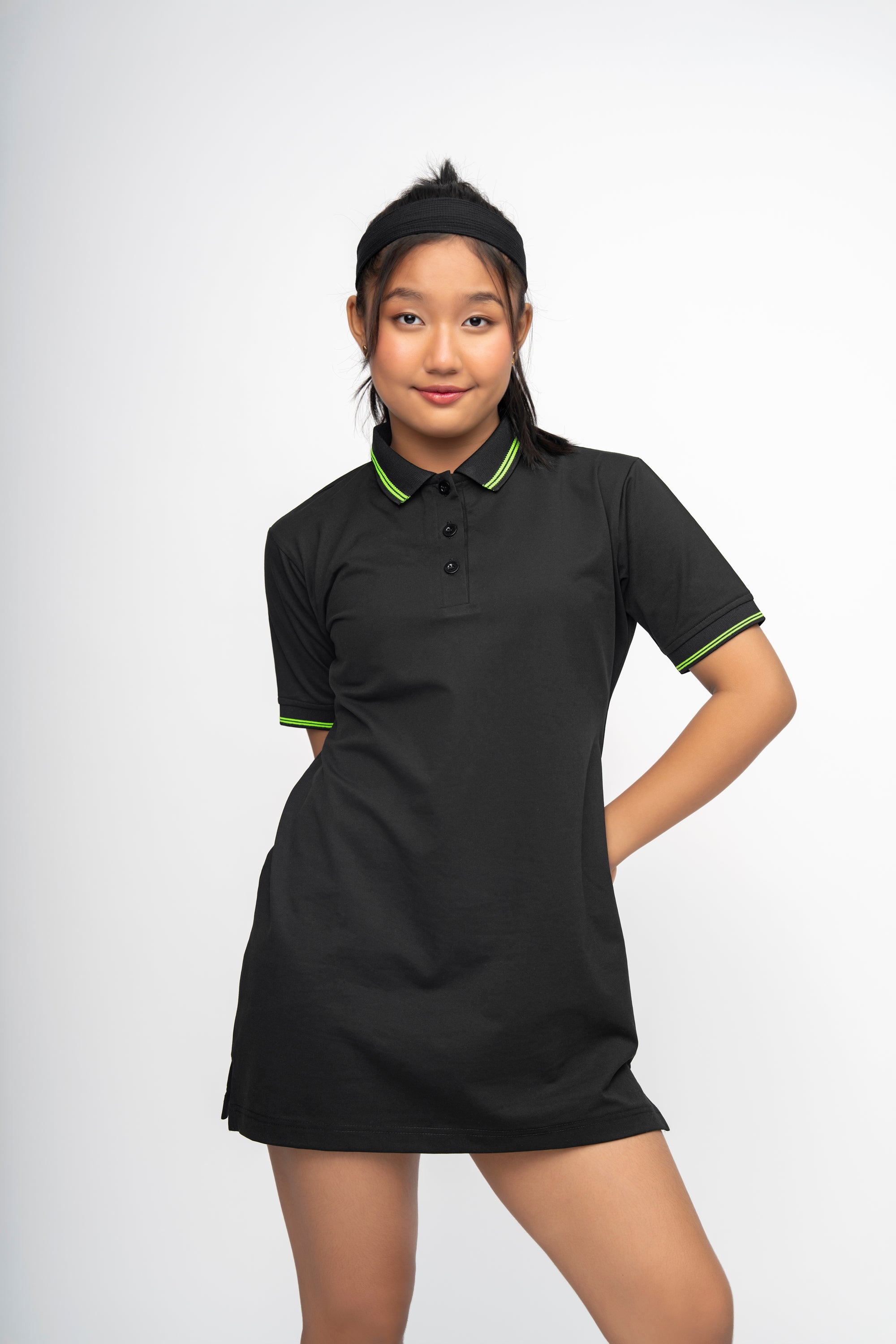 BLACK NEON GIRLS POLO DRESS