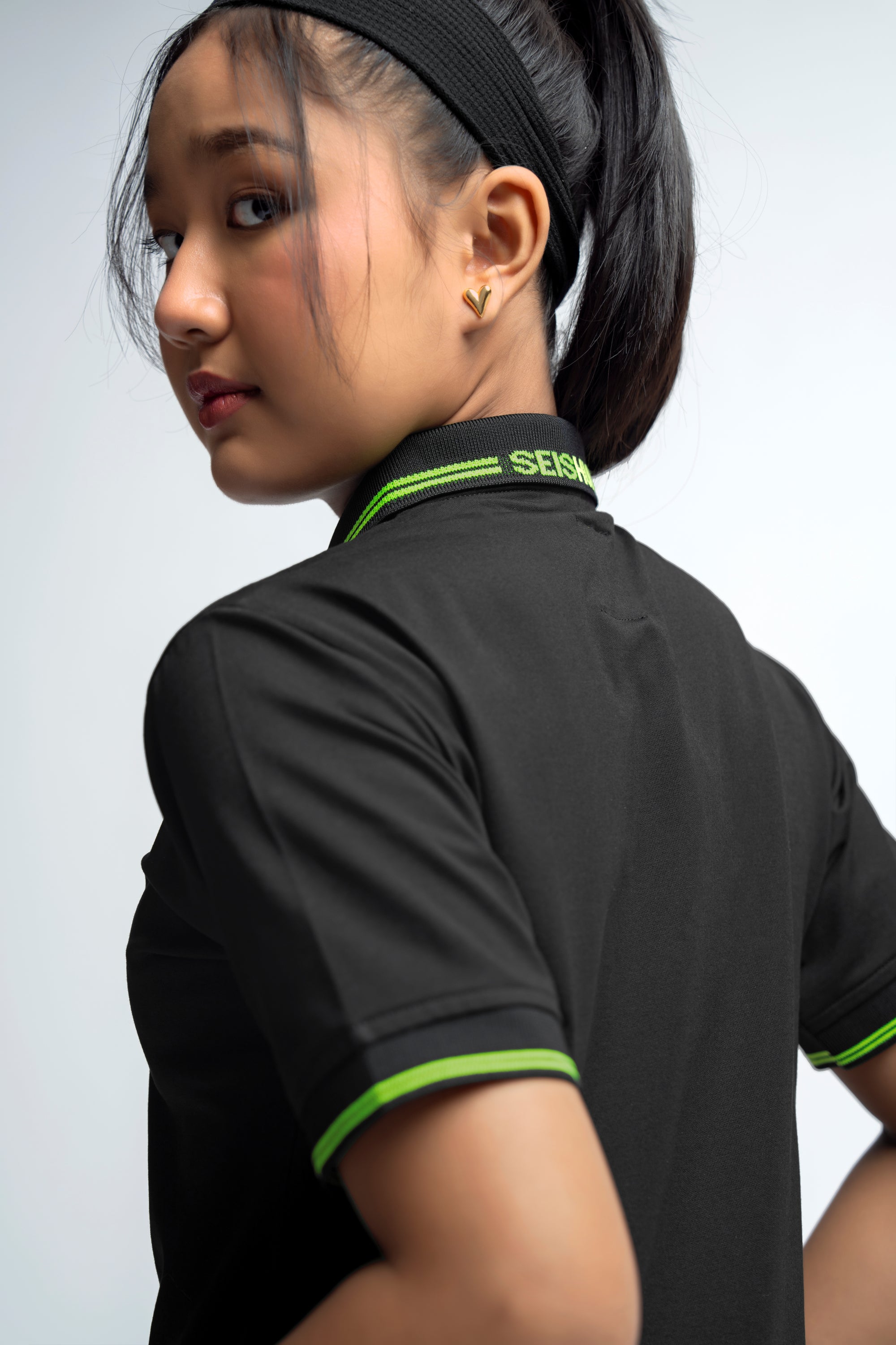 BLACK NEON GIRLS POLO DRESS