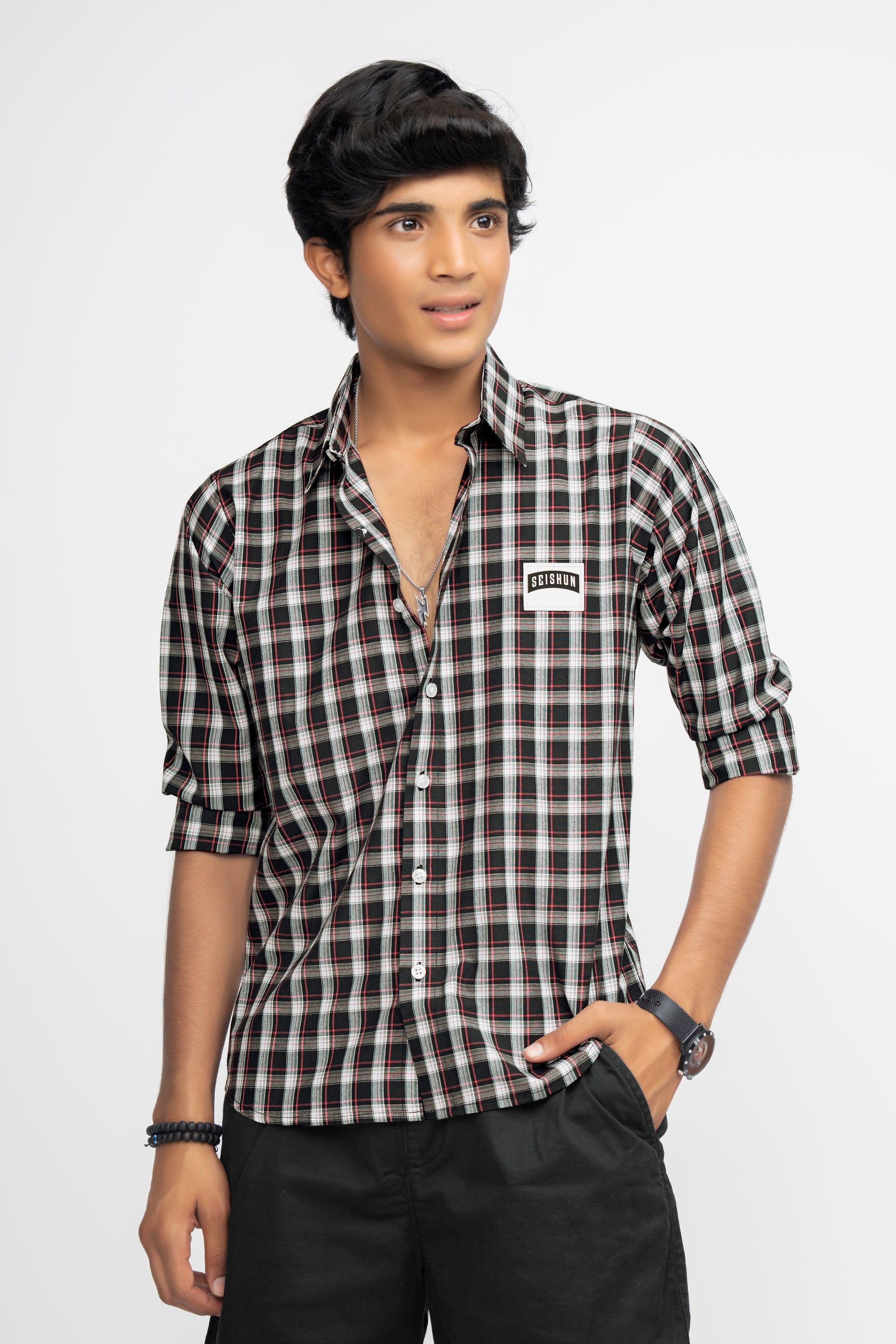 BLACK CHECKS BOYS CLASSIC SHIRT