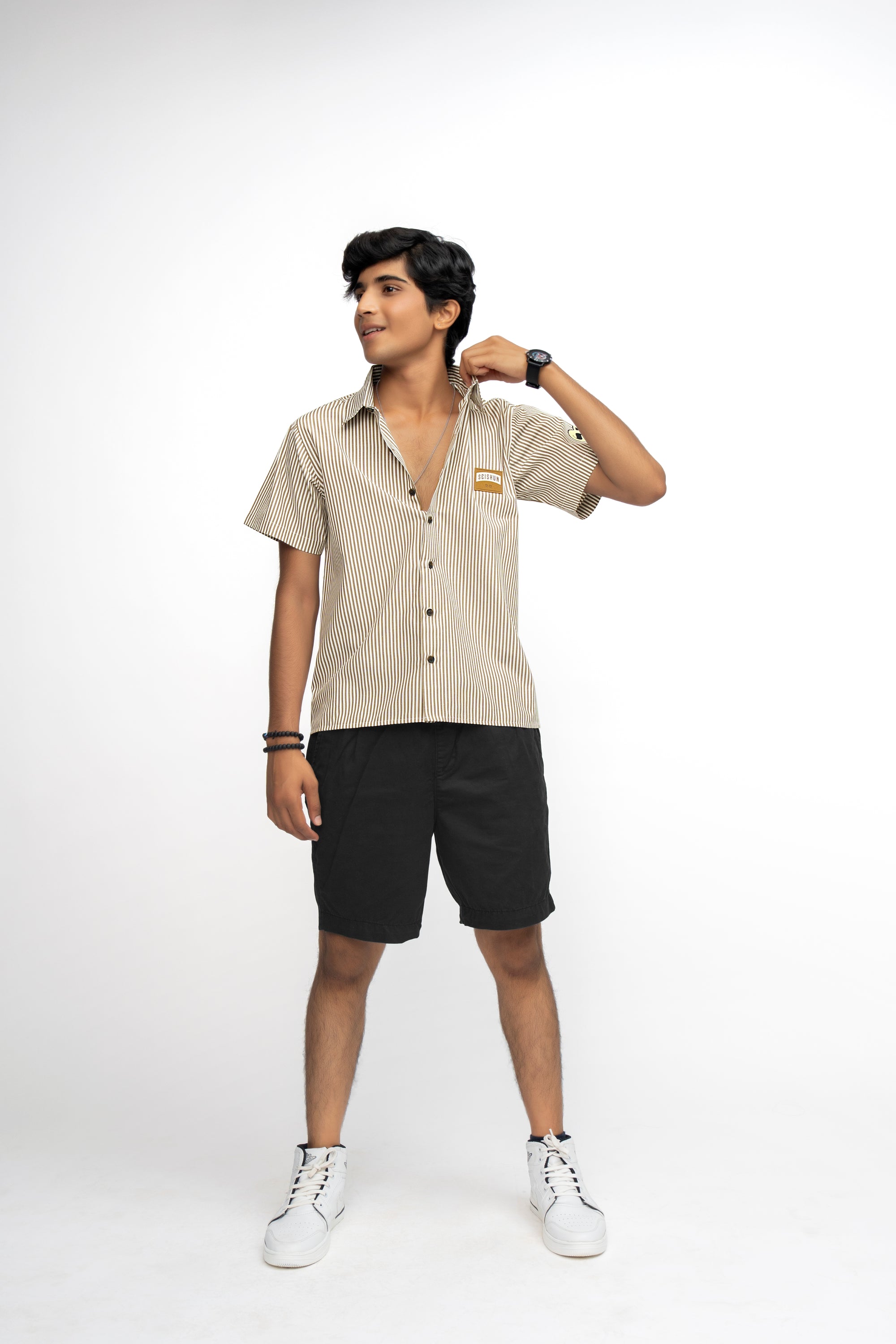 BROWN BOXY FIT BOYS SHIRT