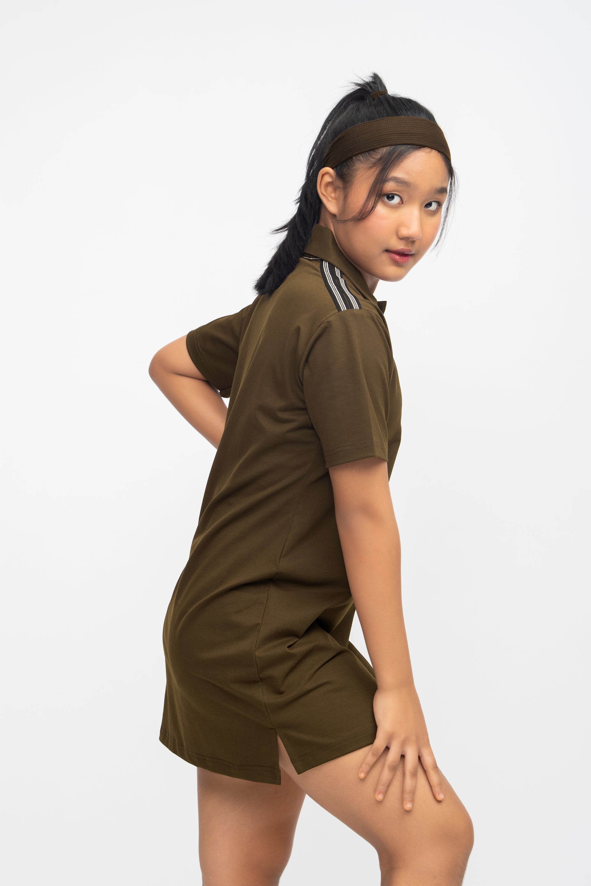 BROWN GIRLS POLO DRESS