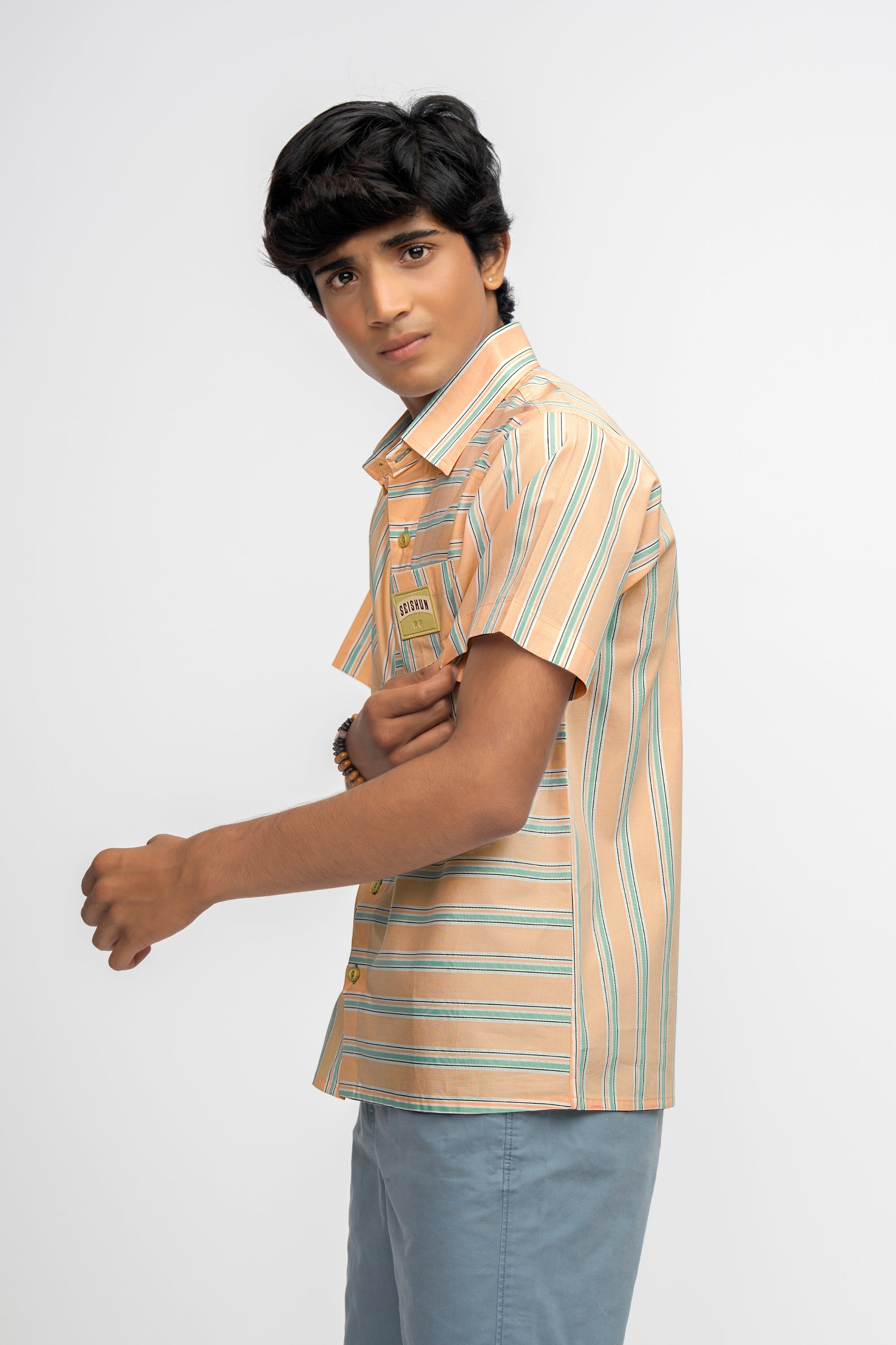 BUTTERSCOTCH & BLUE BOX FIT PREMIUM BOYS SHIRT