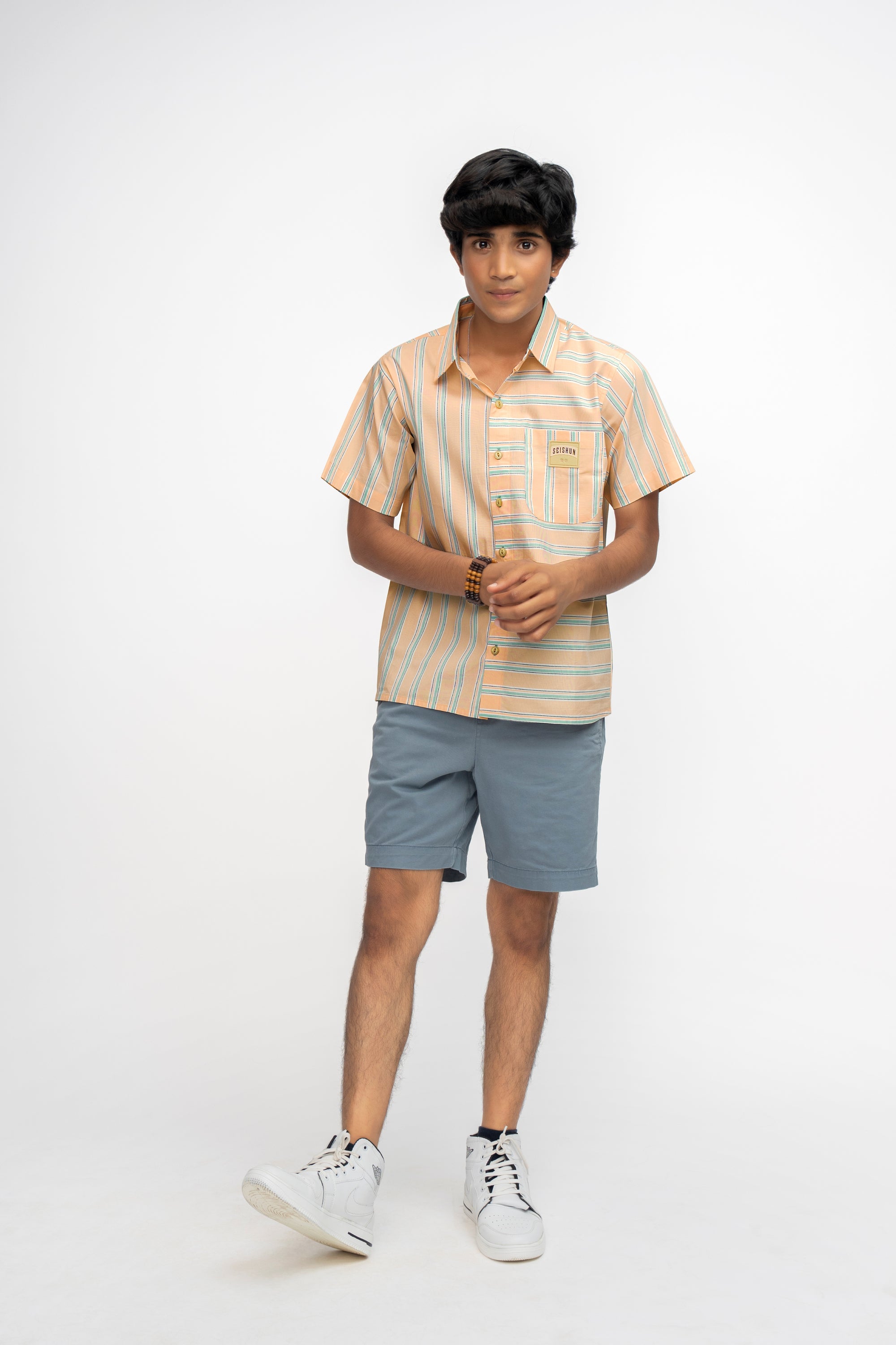 BUTTERSCOTCH & BLUE BOX FIT PREMIUM BOYS SHIRT