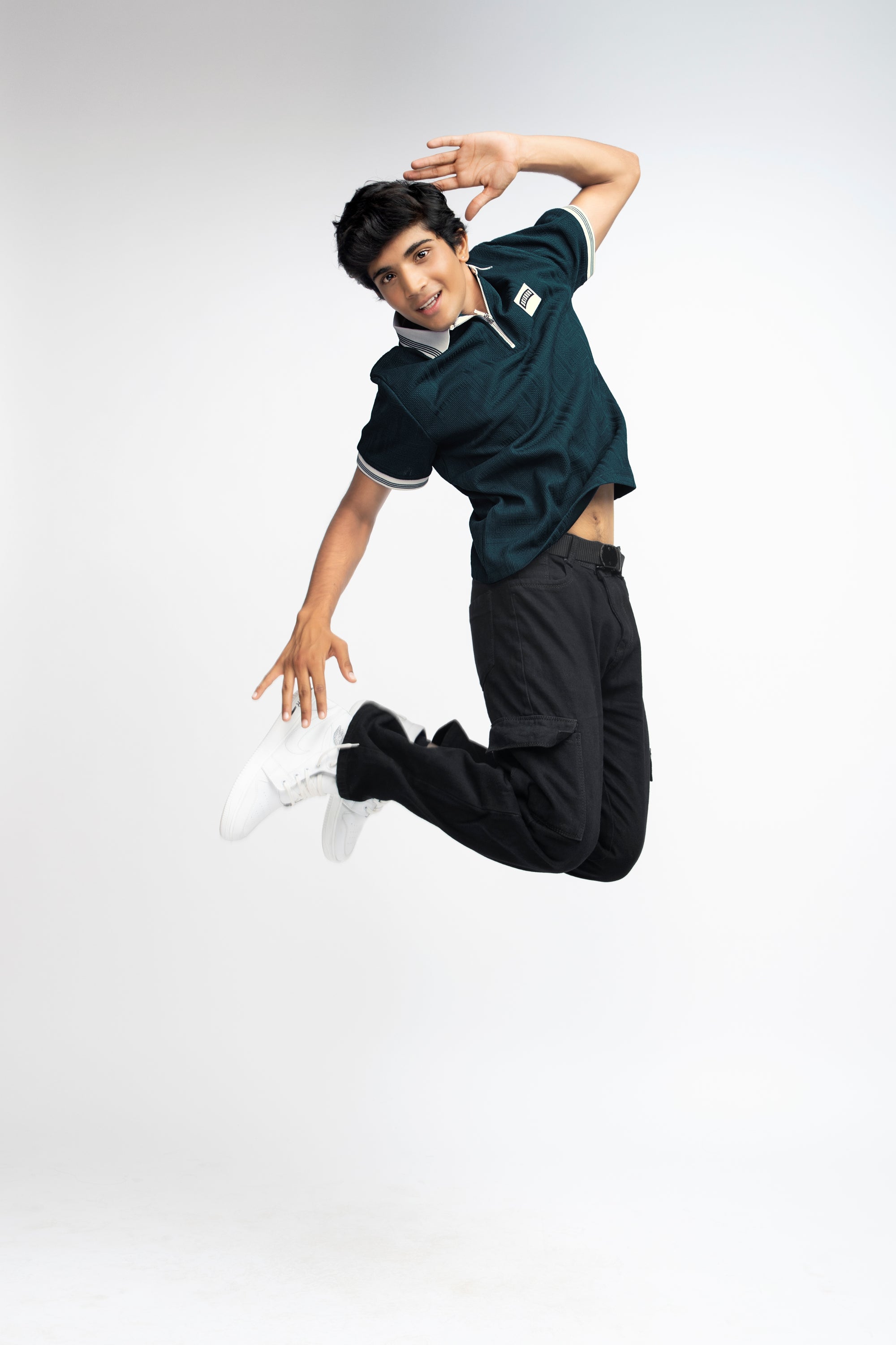 TEAL BLUE TEXTURED BOYS POLO