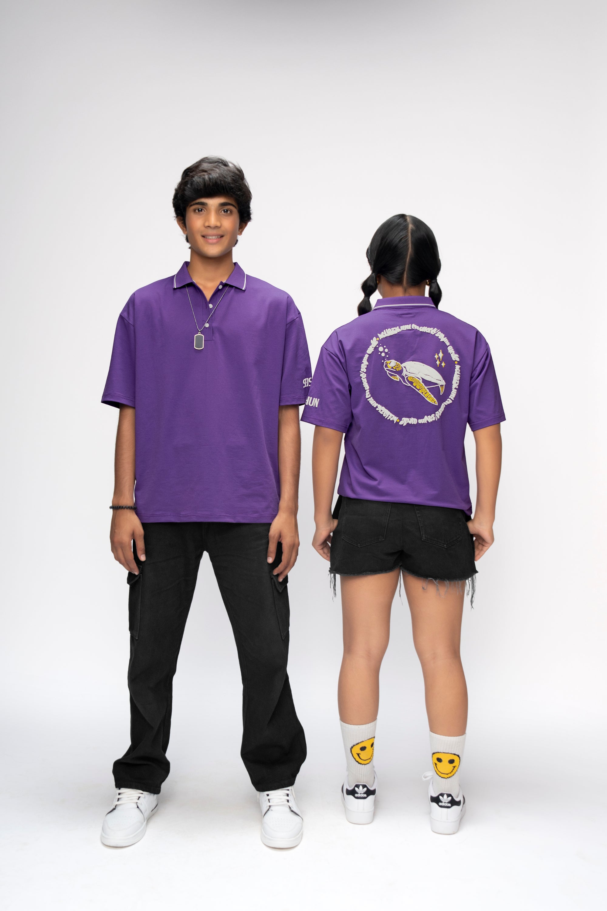 PURPLE TURTLE OVERSIZED UNISEX POLO