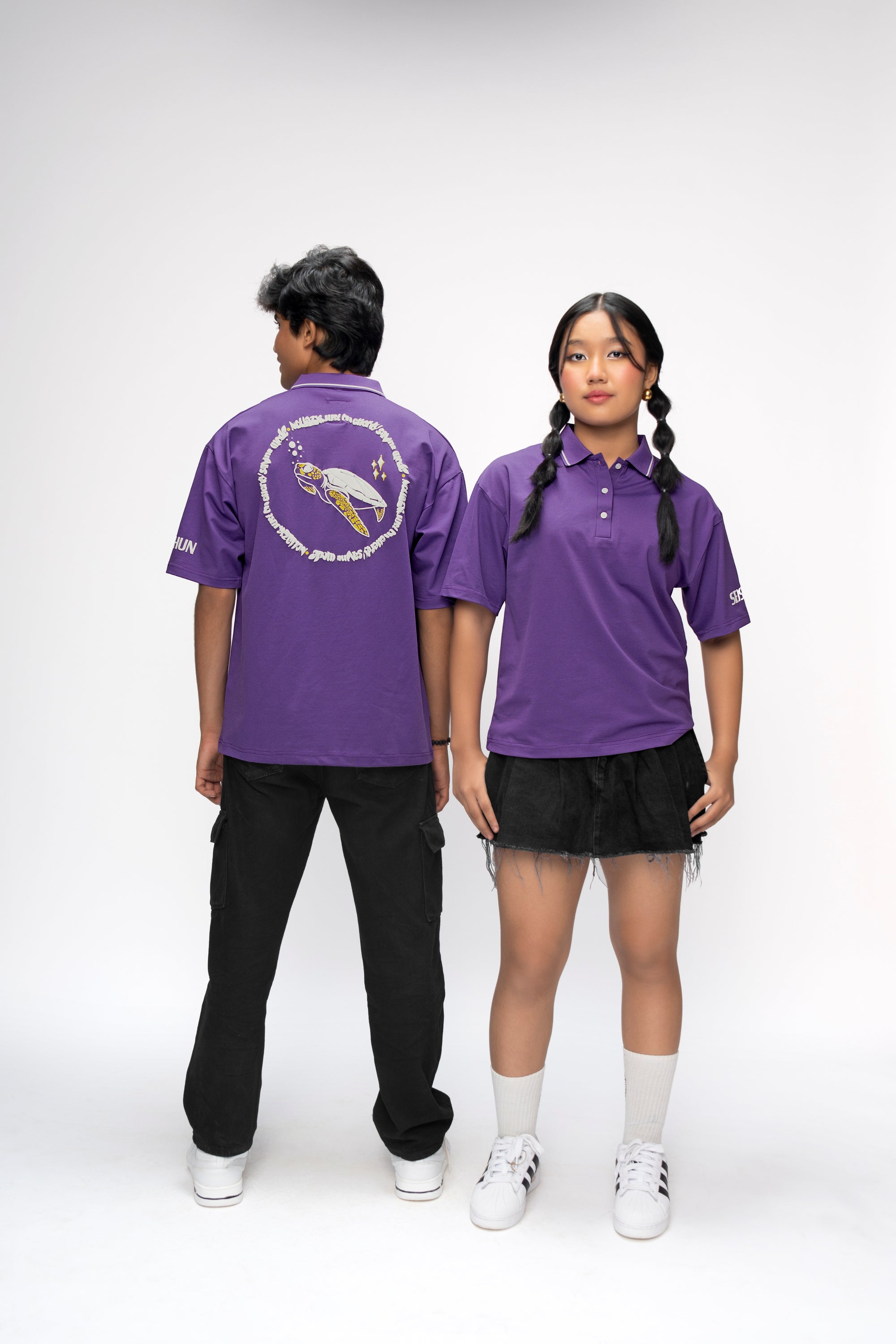 PURPLE TURTLE OVERSIZED UNISEX POLO