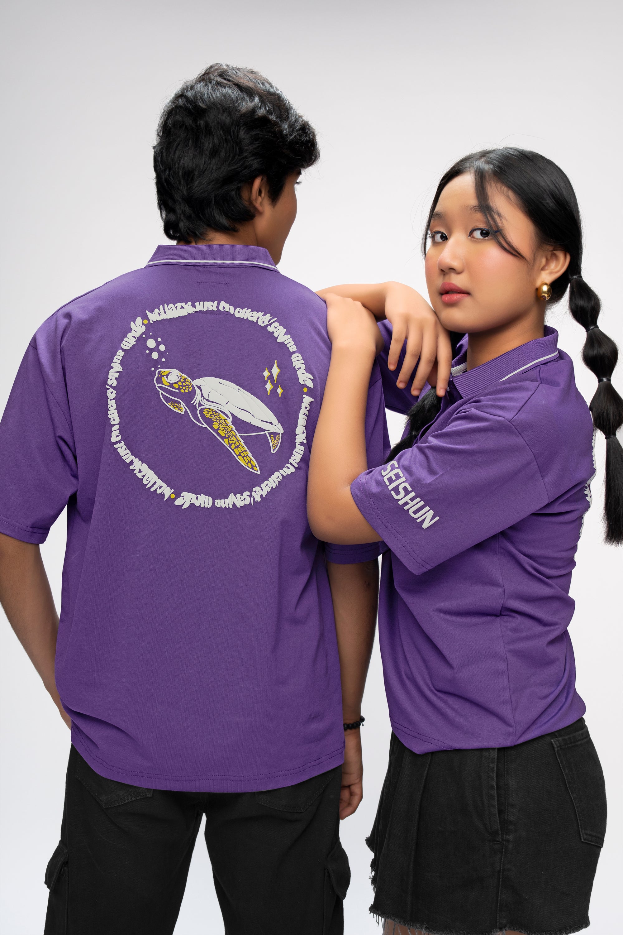 PURPLE TURTLE OVERSIZED UNISEX POLO