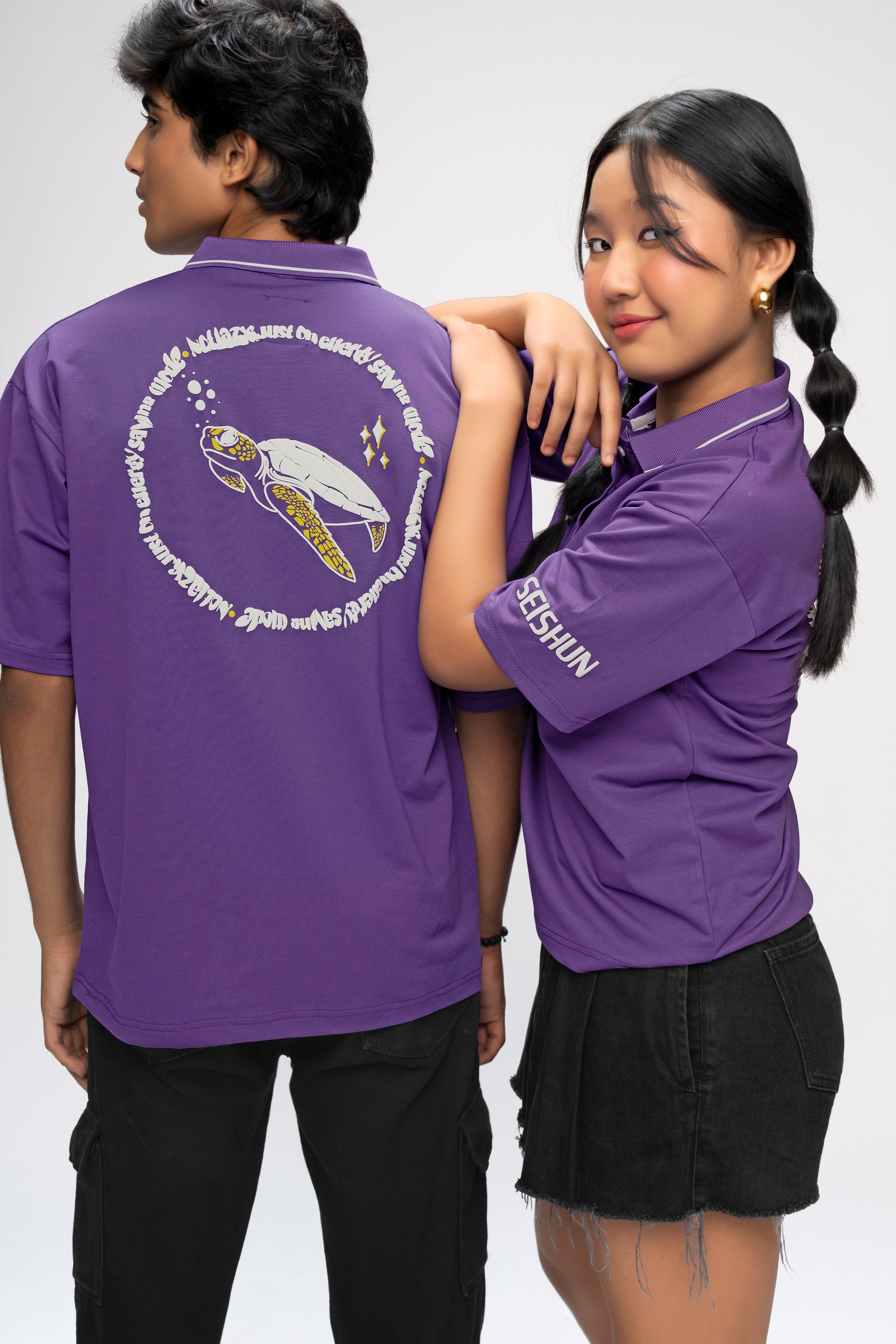 PURPLE TURTLE OVERSIZED UNISEX POLO