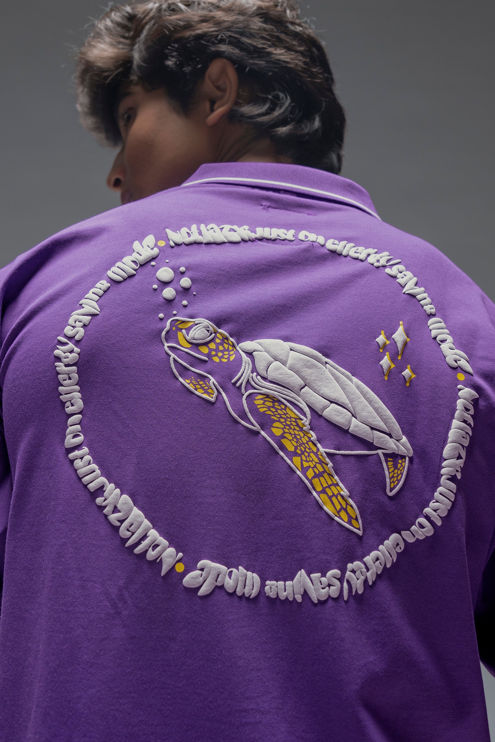 PURPLE TURTLE OVERSIZED UNISEX POLO
