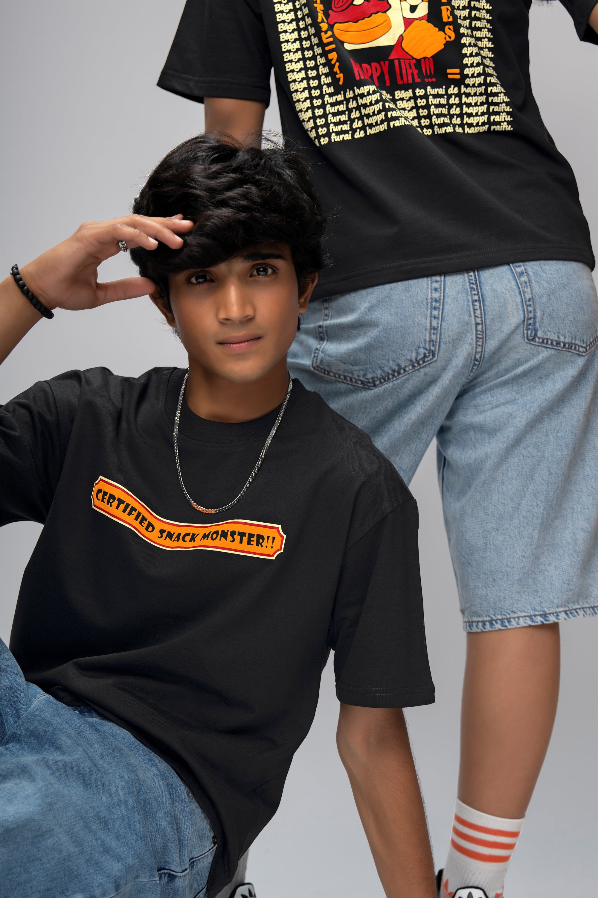 STREET SNACK BLACK OVERSIZED UNISEX T-SHIRT