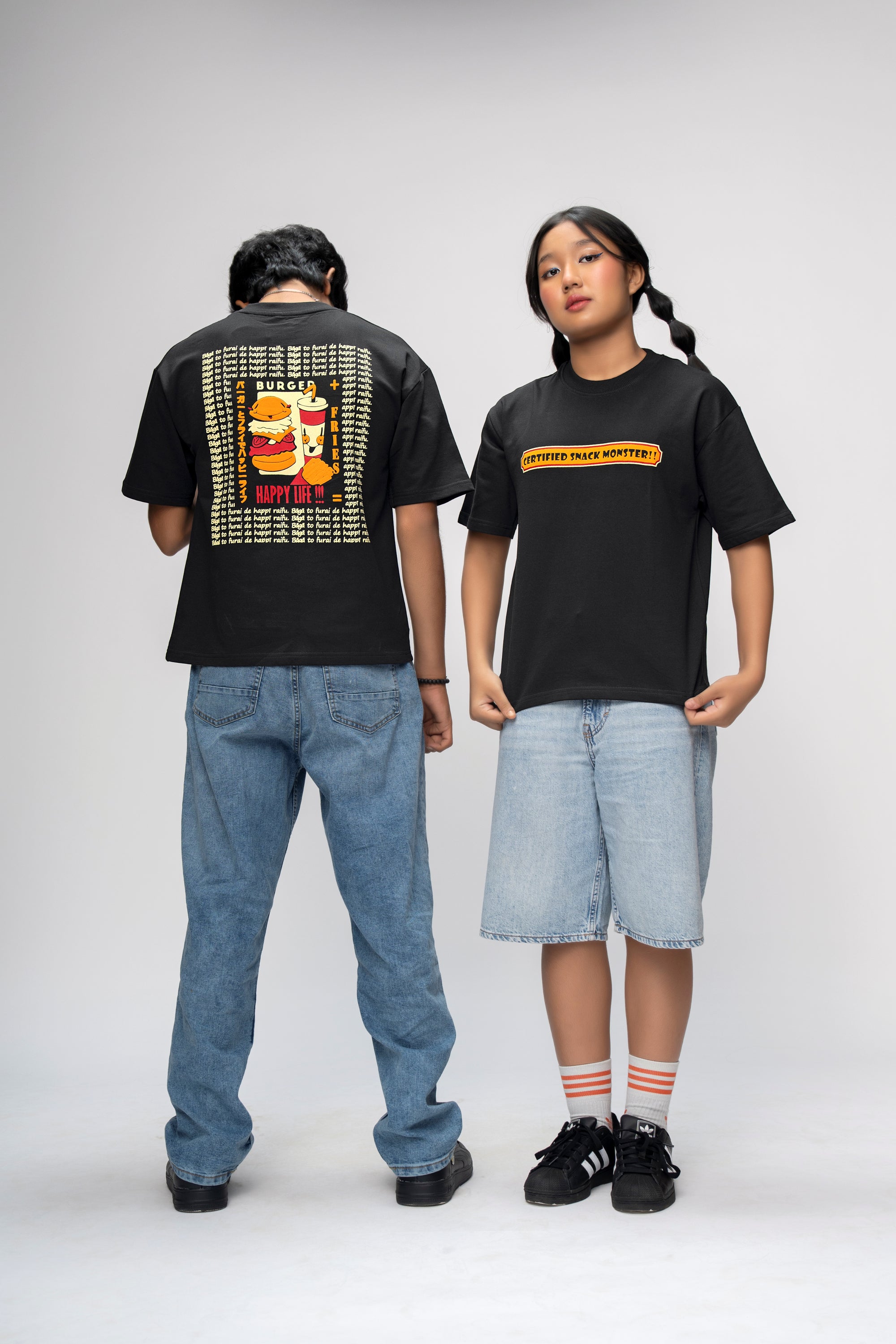 STREET SNACK BLACK OVERSIZED UNISEX T-SHIRT