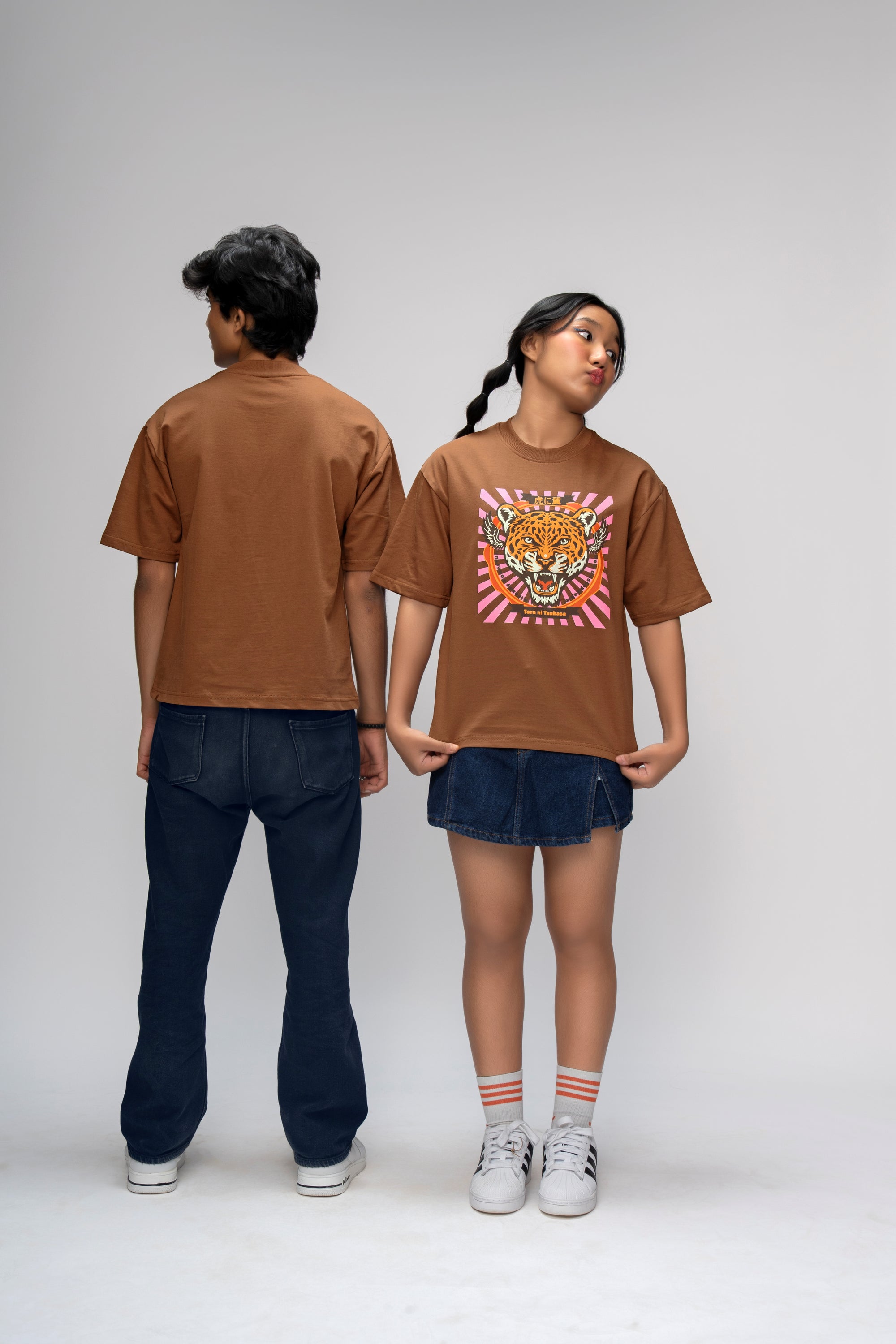 WILD STREAK  BROWN OVERSIZED UNISEX T-SHIRT