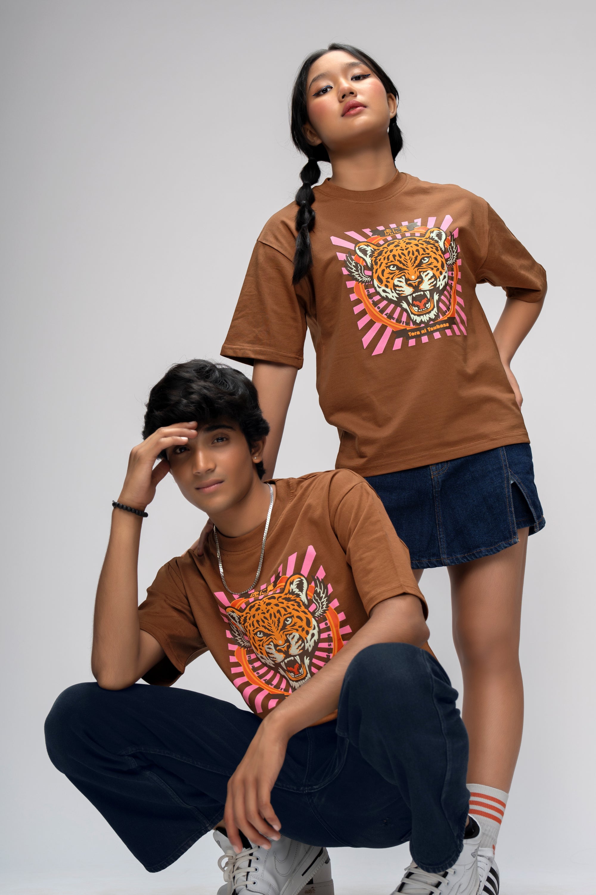 WILD STREAK  BROWN OVERSIZED UNISEX T-SHIRT