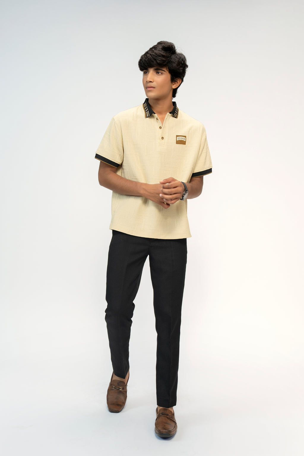 VANILLA WHITE TEXTURED POLO