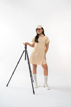 TEXTURED IVORY GIRLS POLO DRESS
