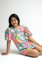 FLORAL BALLON GIRL DRESS