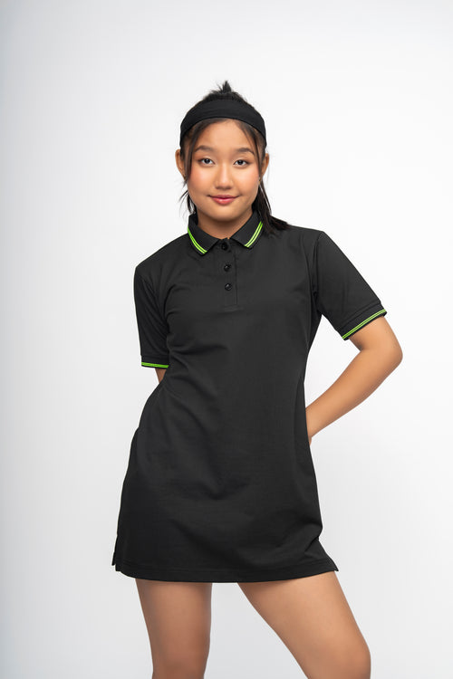 BLACK NEON GIRLS POLO DRESS