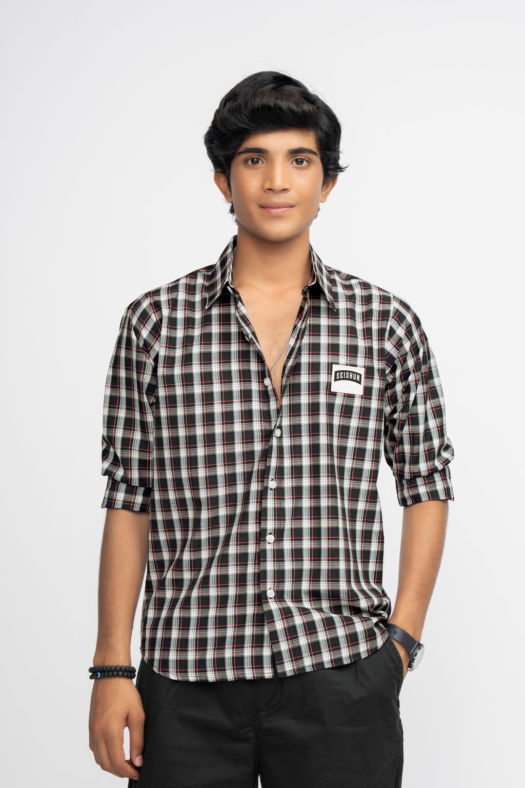 BLACK CHECKS BOYS CLASSIC SHIRT