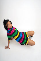 BLACK COLORFUL GIRLS POLO DRESS