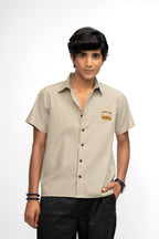 BROWN BOXY FIT BOYS SHIRT