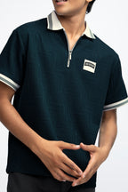 TEAL BLUE TEXTURED BOYS POLO