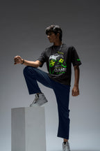 GAME GLITCH BLACK OVERSIZED UNISEX T-SHIRT