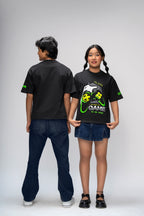 GAME GLITCH BLACK OVERSIZED UNISEX T-SHIRT