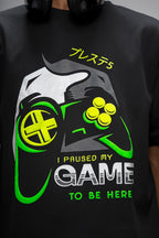 GAME GLITCH BLACK OVERSIZED UNISEX T-SHIRT