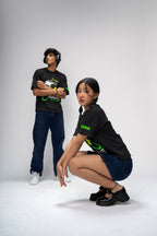 GAME GLITCH BLACK OVERSIZED UNISEX T-SHIRT